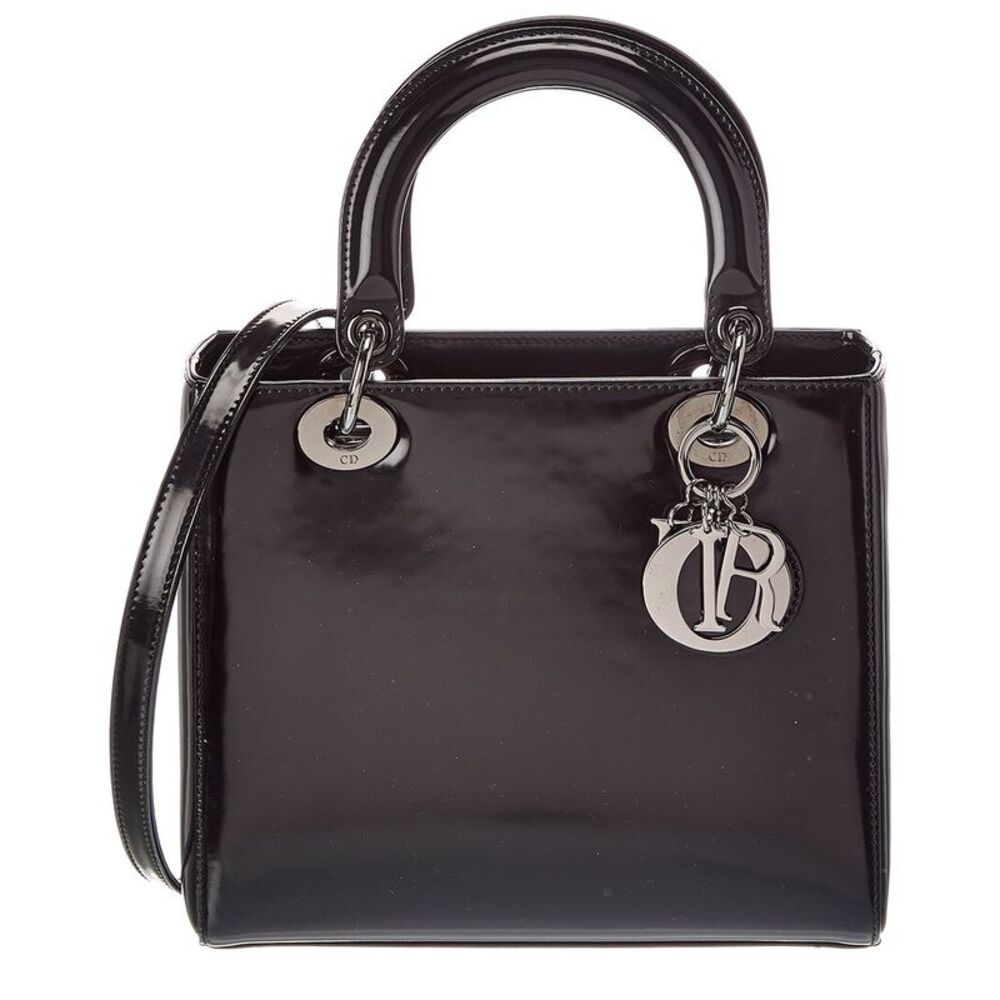 Dior Black Leather Lady Dior Medium (Authentic Pre-Loved)